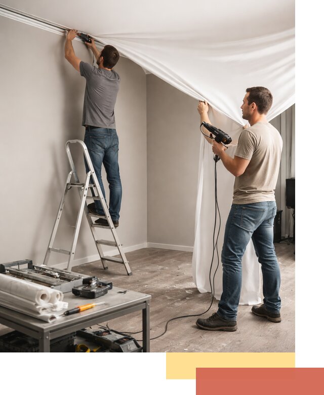 Монтаж натяжного потолка в студии в Каменске-Уральском