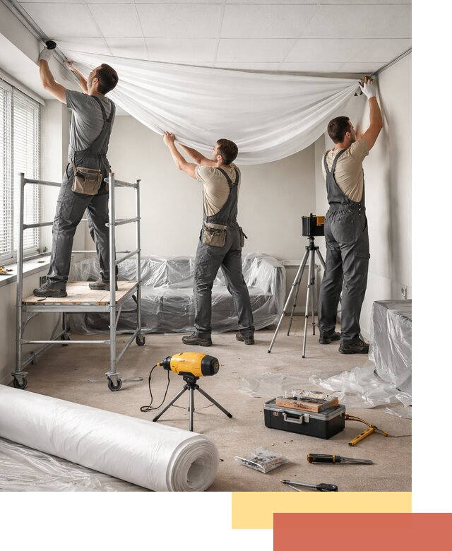 Монтаж натяжного потолка в офисе в Каменске-Уральском