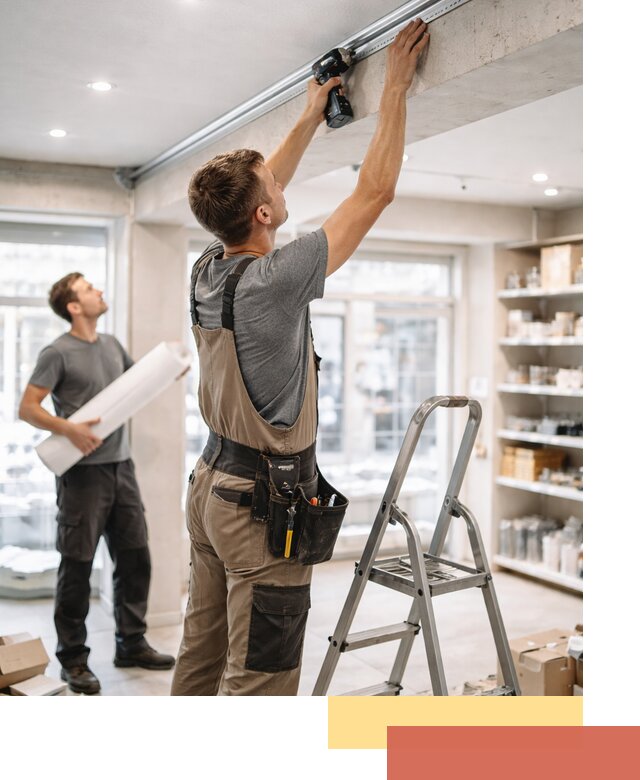 Монтаж натяжных потолков в магазине в Каменске-Уральском