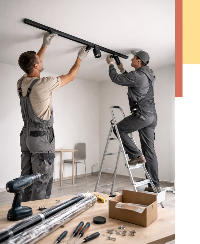 Установка трековых светильников в натяжной потолок в Каменске-Уральском от 4468 руб. | ОТДЕЛОЧНИК-Кмн