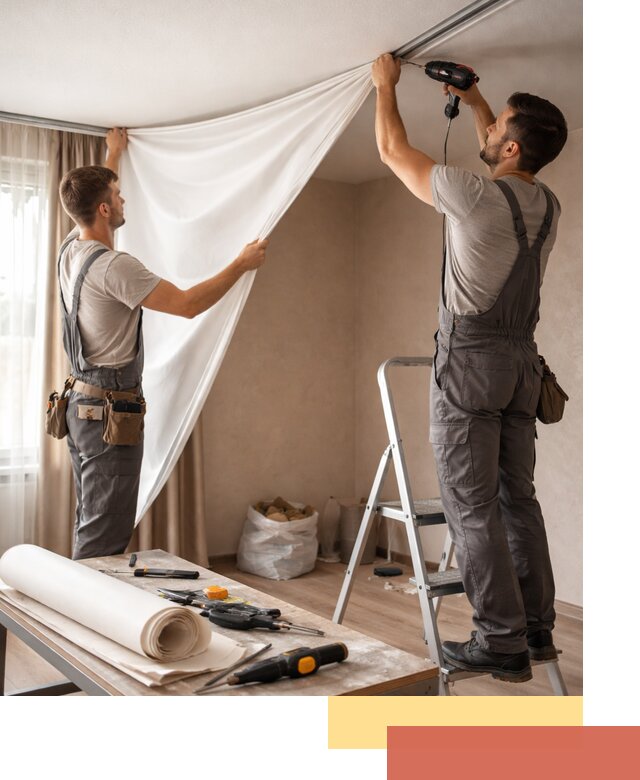 Замена полотна натяжного потолка в Каменске-Уральском быстро и качественно