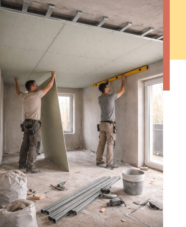 Одноуровневый потолок из гипсокартона в Каменске-Уральском от 798 руб. — монтаж под ключ | ОТДЕЛОЧНИК-Кмн