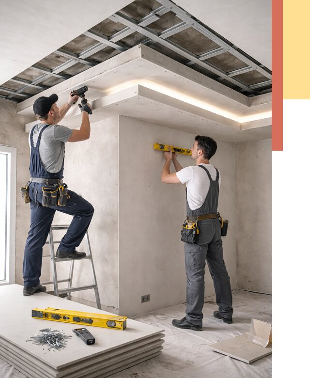 Двухуровневый потолок из гипсокартона в Каменске-Уральском от 1543 руб. под ключ | ОТДЕЛОЧНИК-Кмн