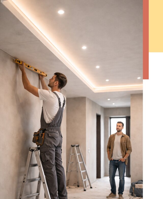 Потолок из гипсокартона с подсветкой в Каменске-Уральском от 798 руб./м2 под ключ | ОТДЕЛОЧНИК-Кмн