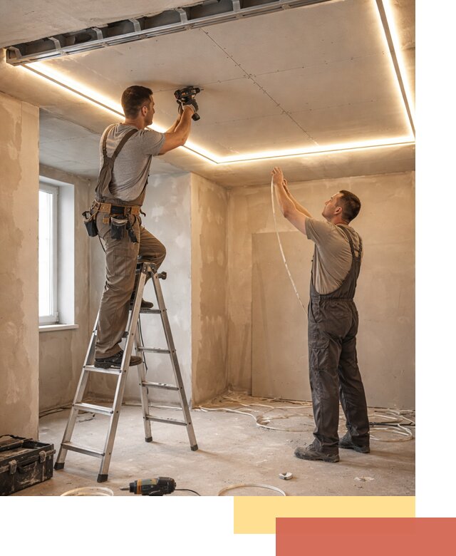 Потолок из гипсокартона с подсветкой в Каменске-Уральском