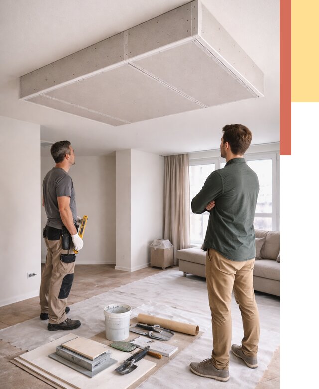 Короб на потолке из гипсокартона в Каменске-Уральском от 2340 руб. — монтаж и услуги под ключ | ОТДЕЛОЧНИК-Кмн