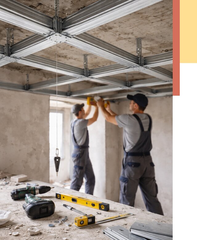Монтаж каркаса потолка из профиля в Каменске-Уральском от 4787 руб. — услуги ОТДЕЛОЧНИК-Кмн