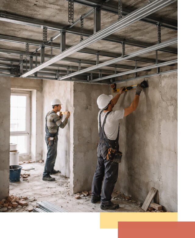 Монтаж каркаса потолка из профильного профиля в Каменске-Уральском