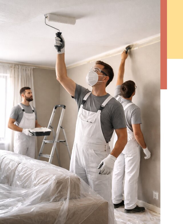 Покраска потолка водоэмельсионной краской в Каменске-Уральском от 2340 руб/м² — услуги под ключ | ОТДЕЛОЧНИК-Кмн