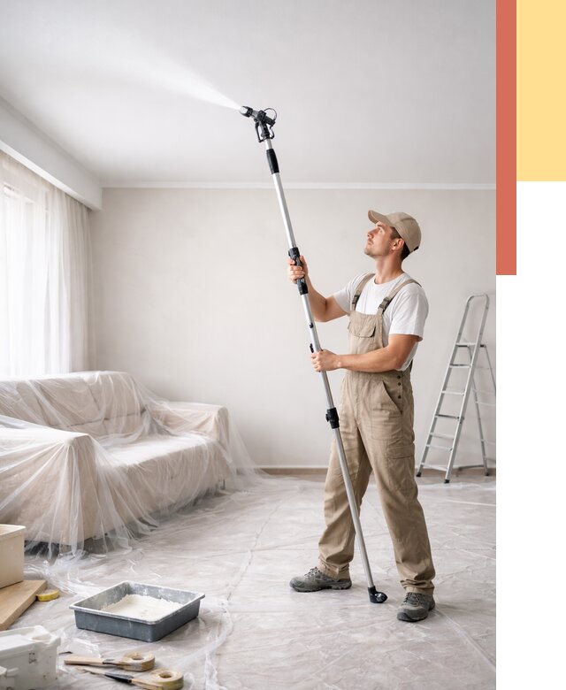 Покраска потолка краскопультом в Каменске-Уральском от 4787 руб. быстро и недорого | ОТДЕЛОЧНИК-Кмн