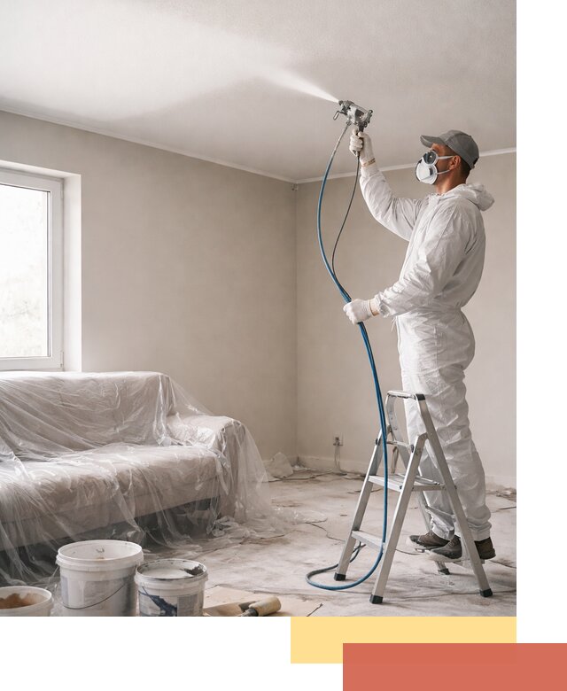 Покраска потолка краскопультом в Каменске-Уральском быстро и качественно