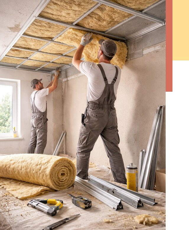 Утепление потолка в Каменске-Уральском от 7659 руб/м2 — недорого, быстро, под ключ | ОТДЕЛОЧНИК-Кмн